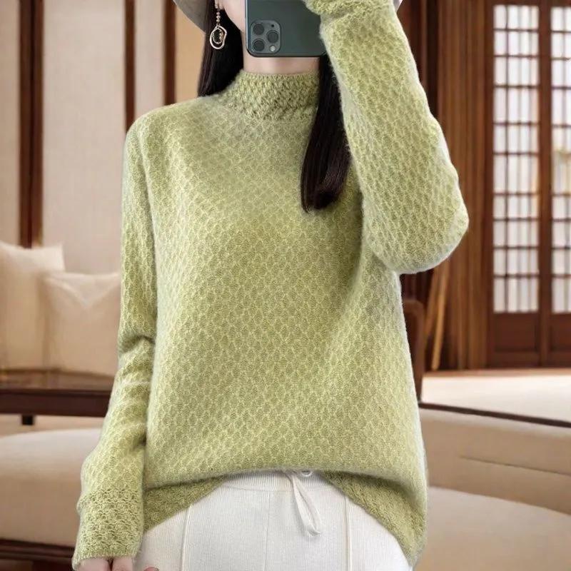 Autumn Winter Women's Sweater Wool High Neck Knit Pullover Thick Jumpers Female Knit Tops