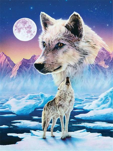 Peinture de diamant complète 5d à faire soi-même, broderie d'animaux, perceuses carrées et rondes, forêt, clair de lune, loup, mosaïque, décoration de meubles, cadeau de loisirs