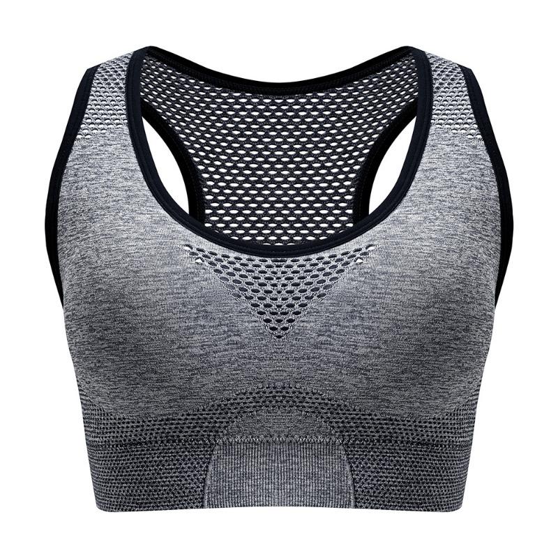 Plus Size Breathable Wireless Seamless Hollow Out Vest Style Sports Yoga Bra