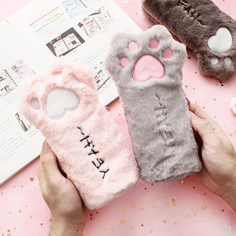 1 PCS Kawaii Cute Cartoon Cat Paw Pen Pencil Bag School Office Supplies Stationery Makeup Pouch Cosmetics Case