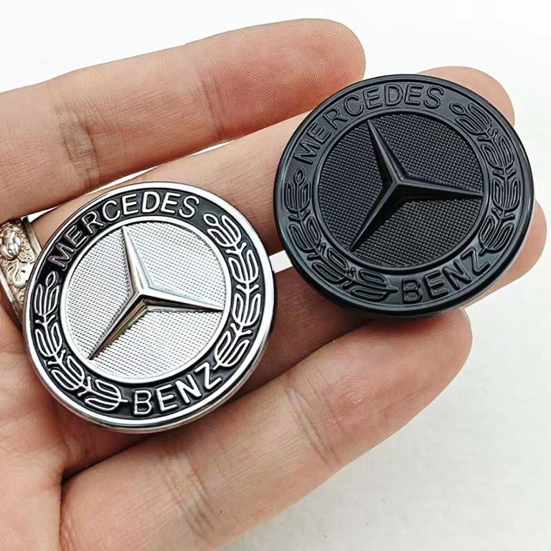 AABHA1 39mm 3pins 3D ABS Blue Black Car Front Star Hood Emblem Bonnet Logo Badge For Mercedes Benz W222 W213 S E Class Accessories