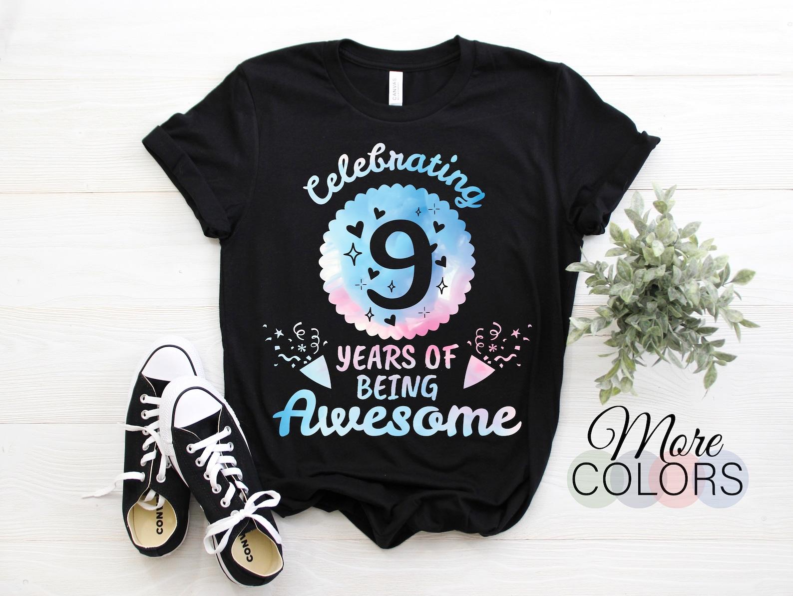 Celebrating 9 Years Of Being Awesome Tie-Dye Nine Yrs T-Shirt, It s My 9th Years Old Birthday Tie Dye, Present Kids Daughter Son Boys Girls, 100