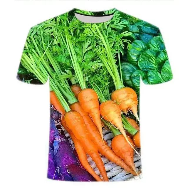 Sommarens Kreativa Fräscha Frukter Och Grönsaker Mode Herr T-shirt 3d-tryckt Kortärmad Lös O-hals Personlighets T-shirts Toppar