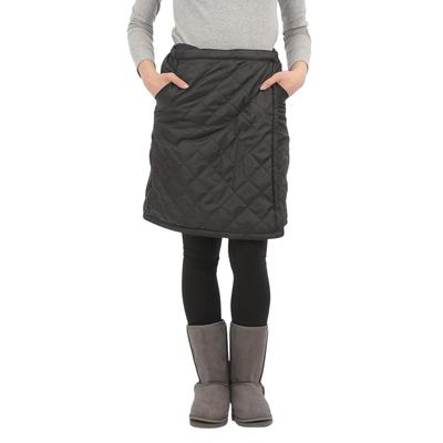 Lök Vadderad Väst 55cm Vadderad med Fleece Varm för Storlekar Svart Damkjol, Lång, Foder, Fickor, Vinter, M-L,