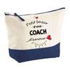 Blue Background Pouch Bazar D'une Coach d'Amour - Original Gift - Birthday - Large Makeup Bag