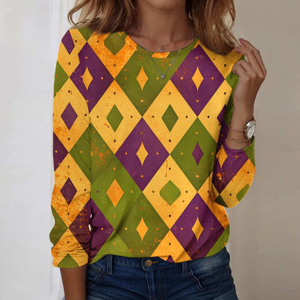 Langarmshirts für Damen, niedlicher Aufdruck, Grafik-T-Shirts, Blusen, lässig, Übergröße, Basic-Tops, Pullover