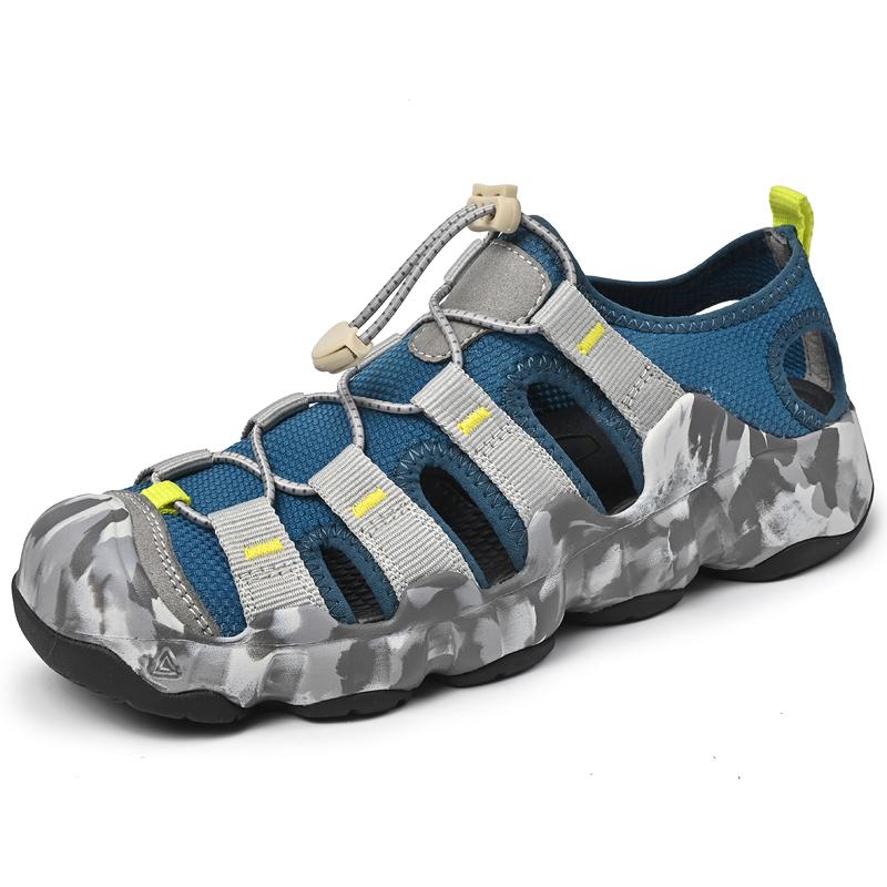 Fashion Men's Closed-Toe Beach Sandals Couple Shoes Size 36-46 Breathable EVA Sole Water Sports Shoes Anti-Slip Outdoor Hiking Sandals