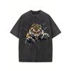 Vintage Washed Roaring Tiger Claw Graphic TShirt Cool Wild Animal Print Casua Short Sleeve Loose Fit Crew Neck Top for Daily