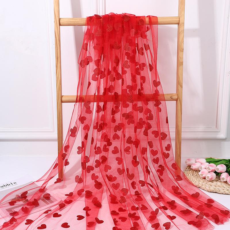 

1 шт. Червоне Серце Сітчаста Настільна Прапорець, Весільний Подарунок Декорація для Вечірки, Декор Обіднього Столу на Весілля/Весільну Вечірку, Товари для Ювілейної Вечірки 1.5x1m червоний