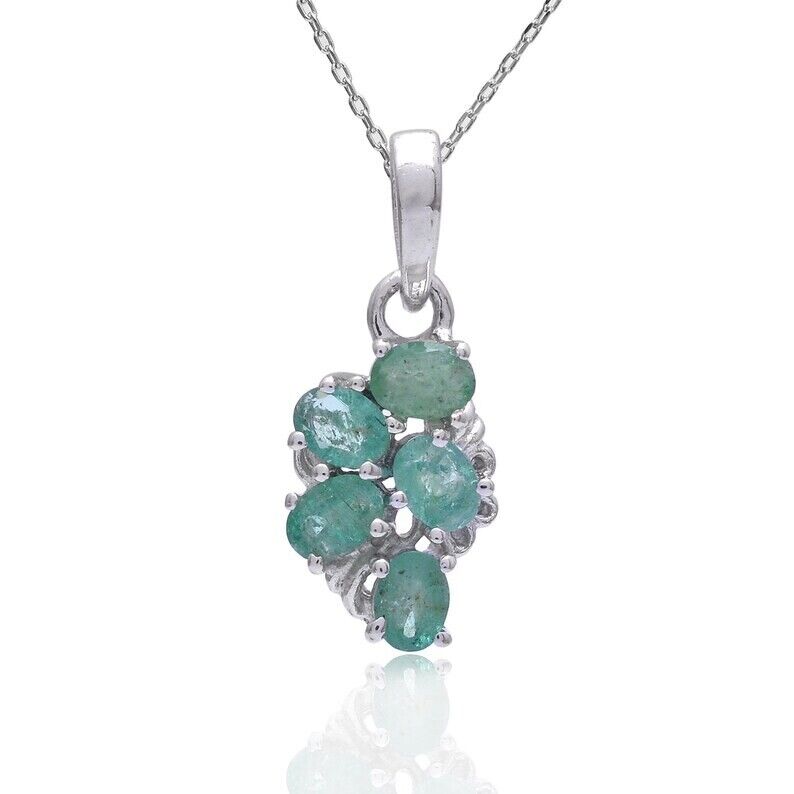 Natürlicher grüner Smaragd Silber Anhänger ~925 Sterling Silber Geschenk Anhänger