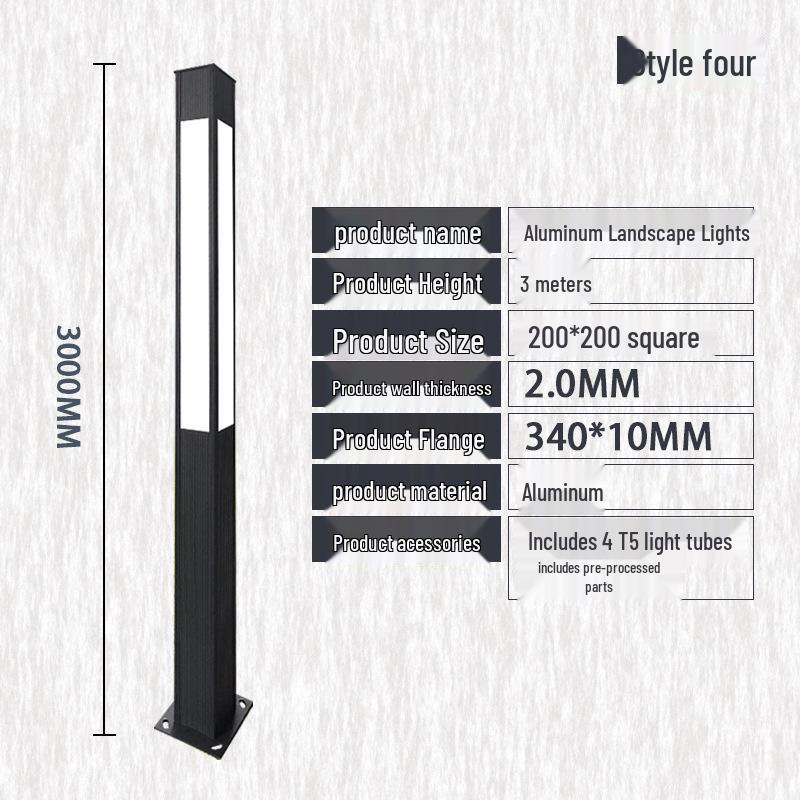 Solar Aluminum Garden Light: Modern Square Post for Outdoor Courtyard