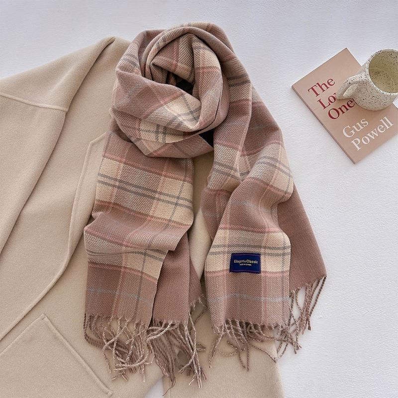 Autumn and winter new versatile scarf women's thickened woven thick beard fringed warm scarf imitation cashmere shawl