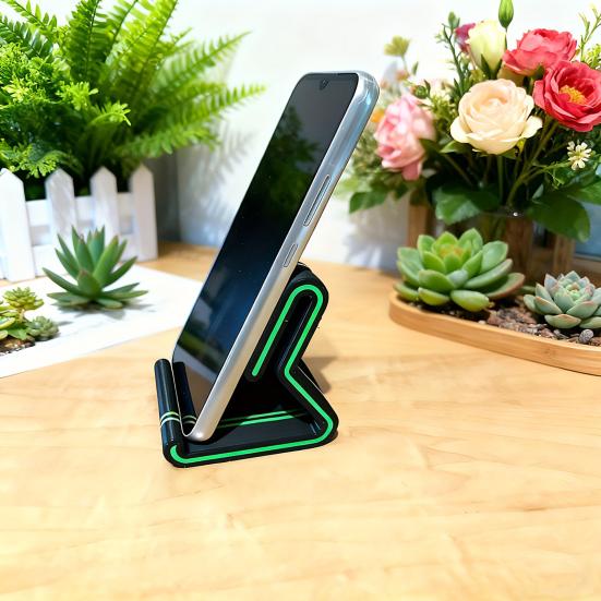 yangyizhi 3D Printed Phone Stand, Colorful Line Holder with Anti-Slip Base, Multi-Angle Adjustable, Horizontal Vertical Use, Lightweight Desktop