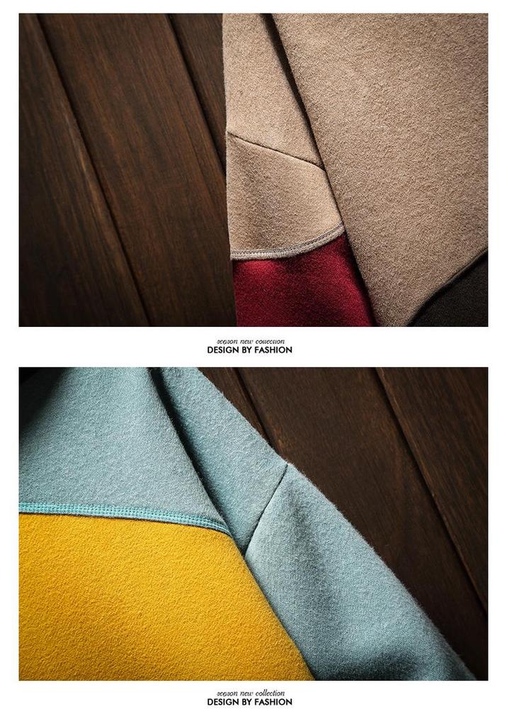 Men's Autumn/Winter Patchwork Color Block Hoodie – Plus Velvet Casual Top for Teens & Couples