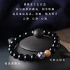 Obsidian Cloisonné Meditation Lotus Bracelet for Men and Women, Buddhist Bead Single-Loop Couple's Bracelet