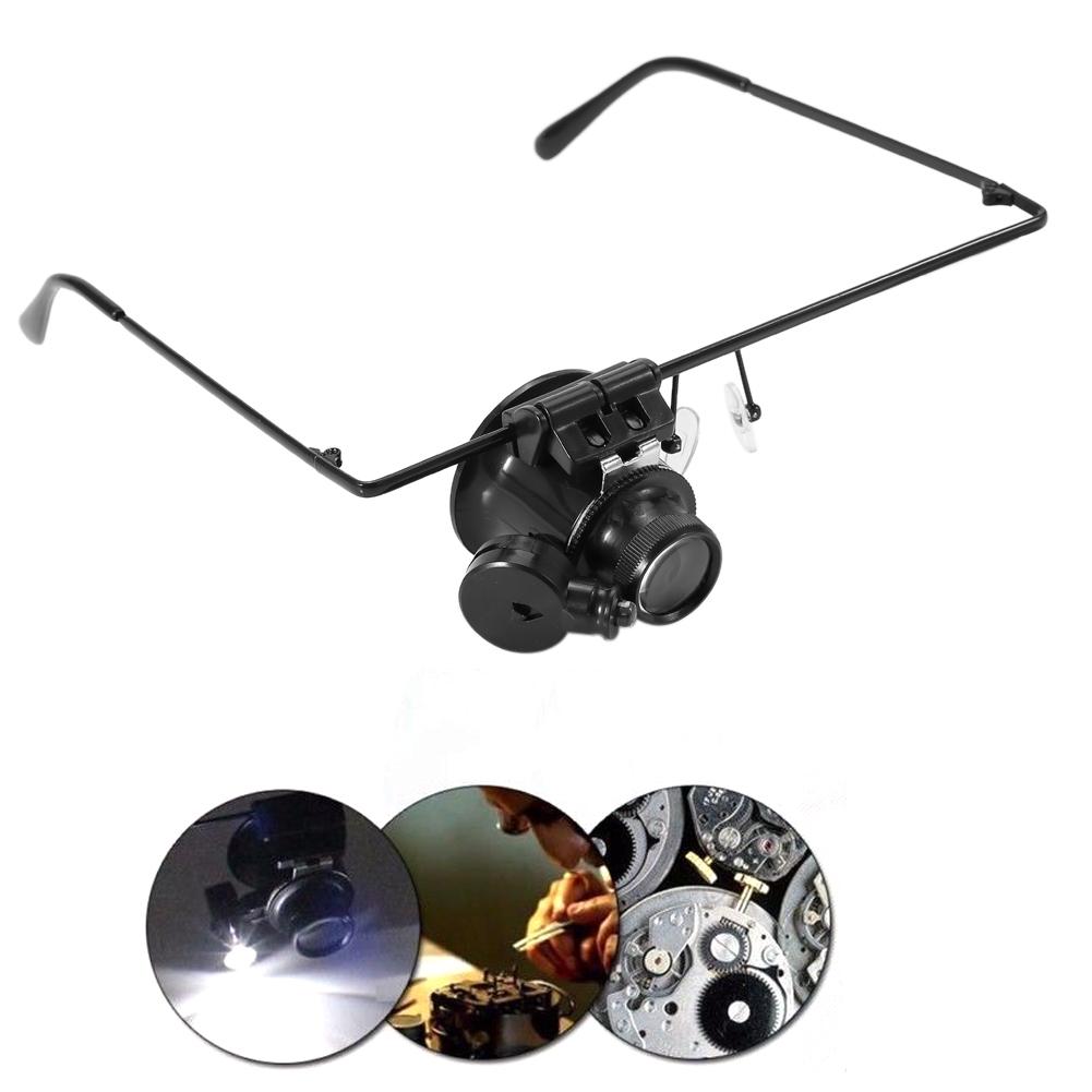 20X Magnification Single Eyeglass Magnifying Jeweler Watch Repair LED Light Magnifier