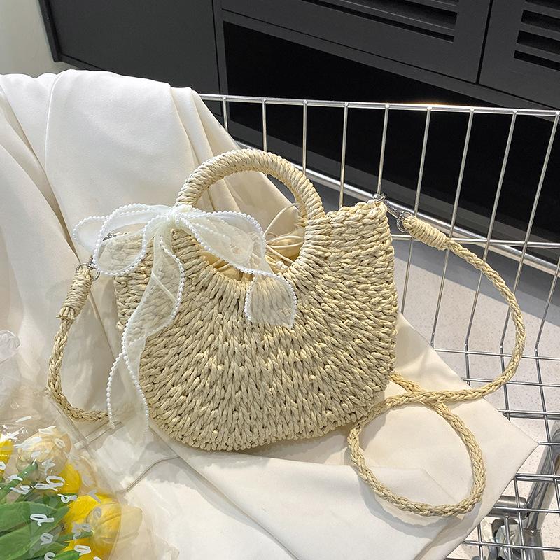 Summer New Bag Trendy Straw Vegetable Basket Women's Bag Portable Shoulder Beach Bag