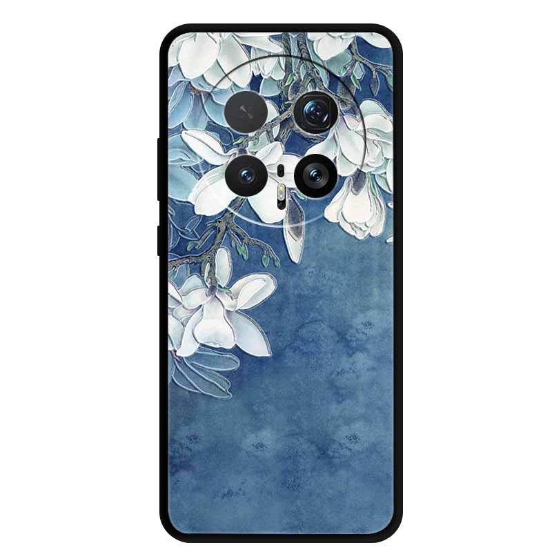 6.71" For Honor Magic8 Pro 5G Case 3D Emboss Relief Flower Black Silicone Soft Back Cover Case For Honor Magic 8 Pro Case Shells
