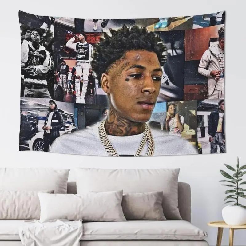 YoungBoy Never Broke Again Tapestry NBA YoungBoy Hip Hop Rapper Collage Wall Hanging for Fans Bedroom Dorm Decor 100X70CM