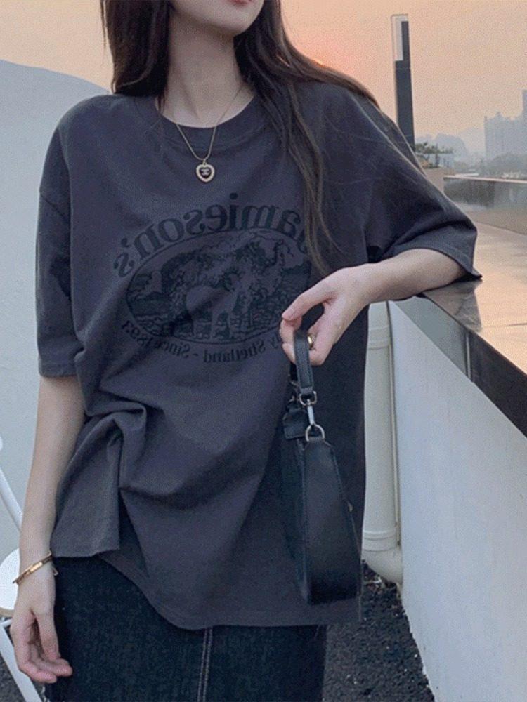 Plus Size European Style Short Sleeve T-shirt for Women - Oversized Loose Fit Summer Top