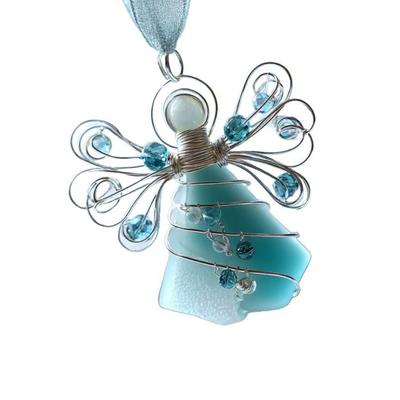 Unique Coastal Theme Angelic Ornament 2D Flat Acrylic Hanging Pendant for Holiday Christmas Tree And Home Office Accent