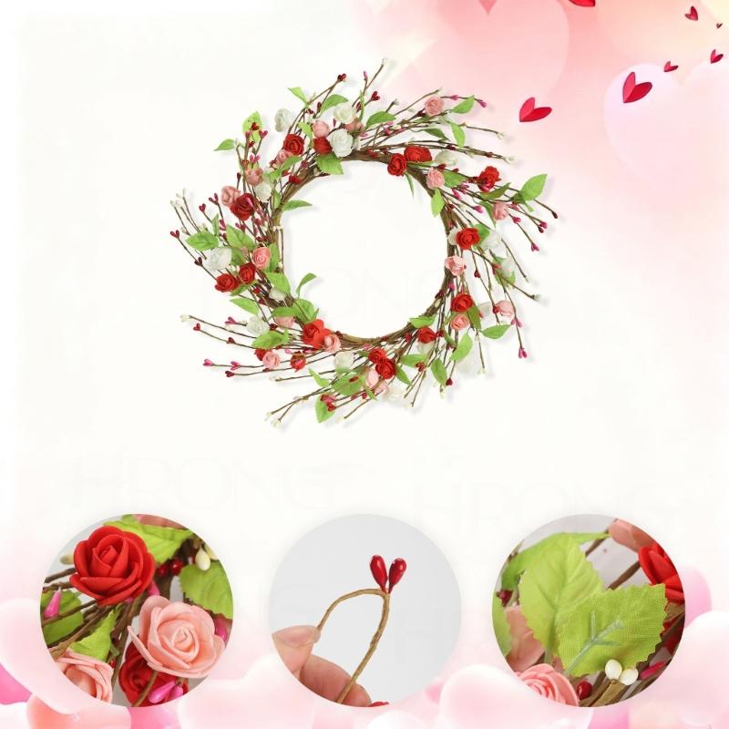 Artificial Heart Berries Wreath For Valentines's Day Decoration Decorative Garland Wedding Window Table Centerpieces