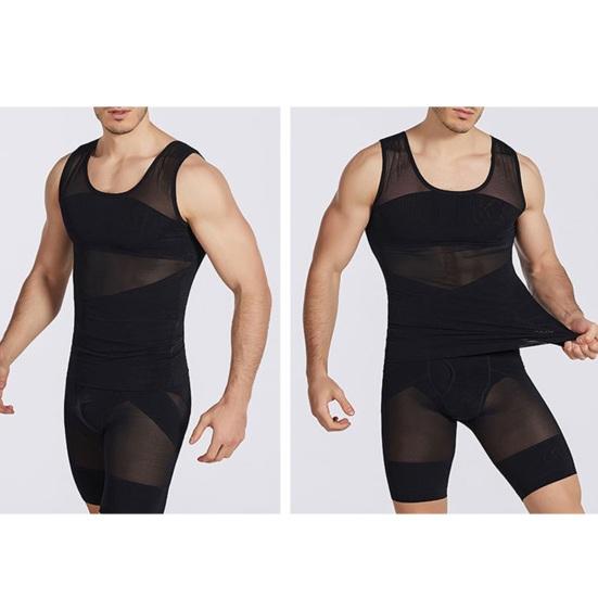 Men Slimming Vest Body Shaper Waist Trainer Sleeveless Thin High Elasticity Mesh Corset Tank Top Undershirt Abdomen Shapewear Fat Burn Fitness Top