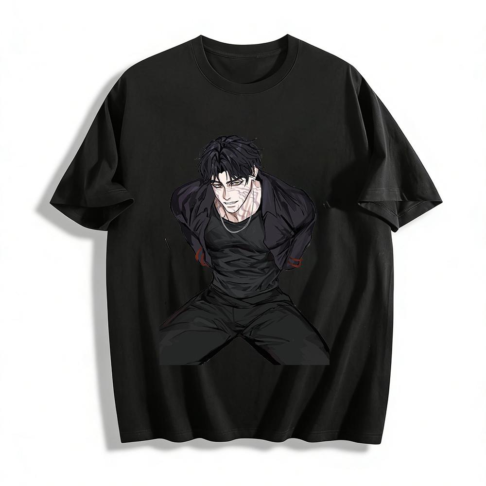 Dark Style Bondage Tattoo Hunk Printed T-shirt Trendy Street Style Loose Casual Crew Neck Top Pure cotton T-shirt