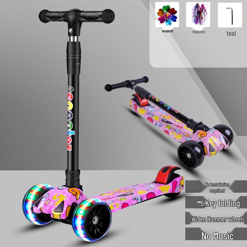 Hulajnoga składana 3 w 1 Little Wen Tong ze światłami dla dzieci w wieku 2-12 lat