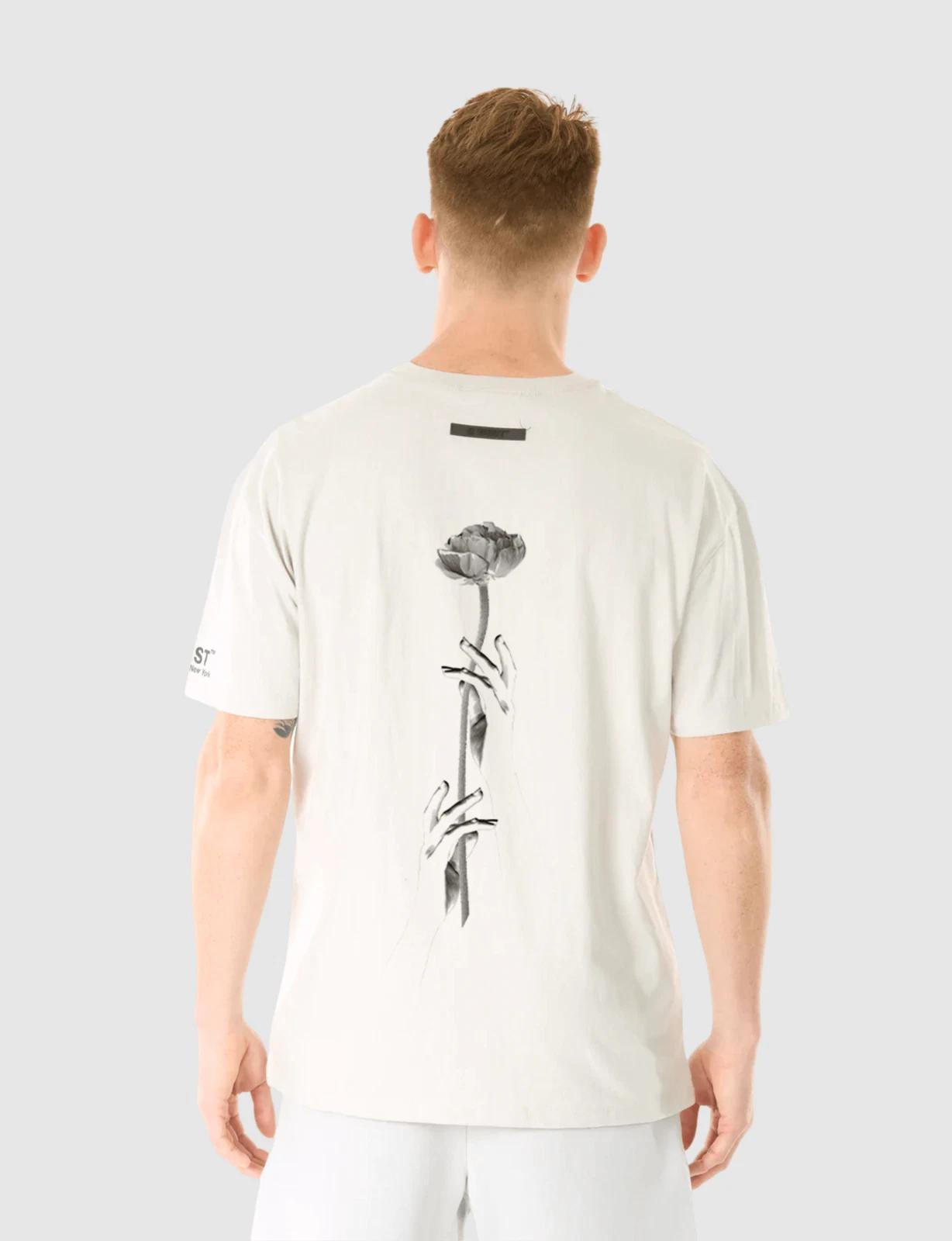 G WEST FLOWER HAND T-SHIRT - GRAY VIOLET M