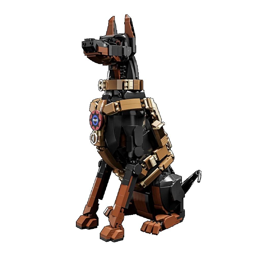 City Police Dog Building Blocks Model Doberman Animals Creative Bricks Toys for Kids Children Adult Gifts Cool Ornament 1300+pcs