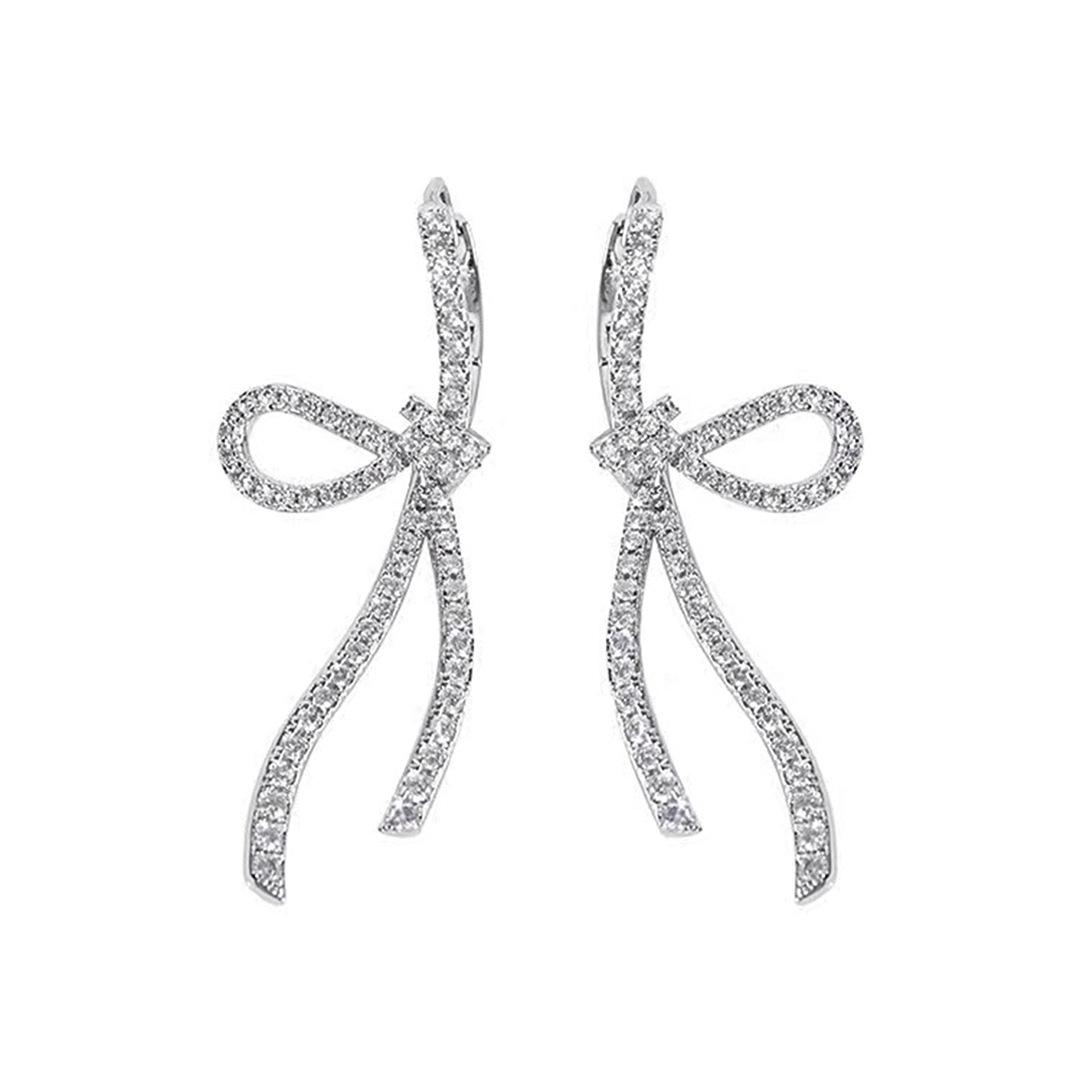 

Lierkiss [Full Diamond Bow] Light Luxury Temperament Design Sense Lady Earrings H
