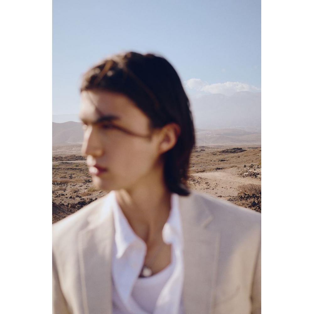 H M Regular Fit Linen Blend sHirt wHite