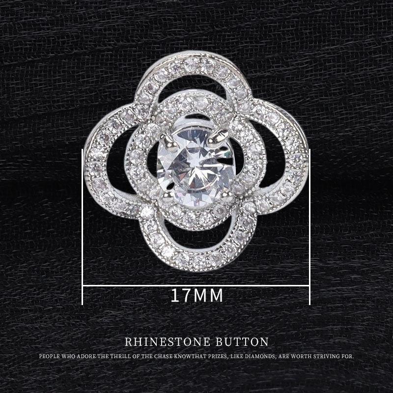 

5pcs High-Grade Zircon Buttons Women S Metal Fur Buttons Mink Sweater Crystal Decorative Buttons Petal Diamond Buckles Accessories 5 #silver 17mm