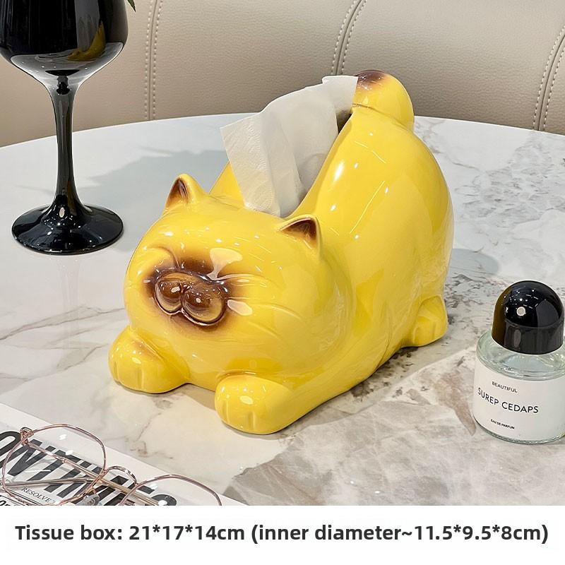 Cat Shaped Ceramic Tissue Box Creative Cute Ceramic Paper Box Home Living Room Desktop Ceramic Napkin Paper Box Kitchen Storage