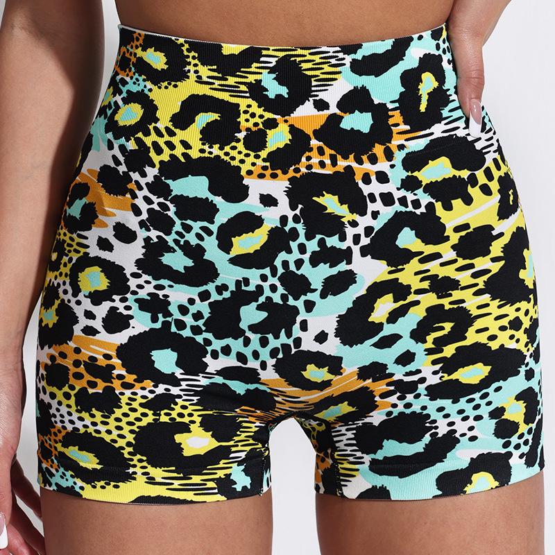 Leopardenmuster High Waist Nahtlose Yoga Shorts - Hüfthebende Fitnesshose
