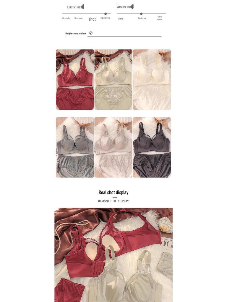 High-End Satin Plus Size Anti-Sagging Bra with Side Support