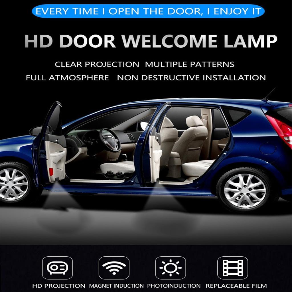 2 Pcs Car Courtesy Light Wiring Free Door Step Welcome Shadow Projector for Car Pickup