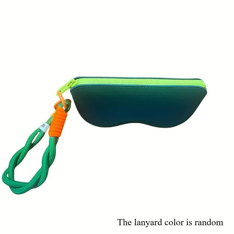 1pc Waterproof Silicone Glasses Case with Zipper & Braided Lanyard - Portable Fashion Glasses Storage