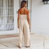 Kvinnor Vår Sommar Backless Slim Fit Jumpsuits Raka Byxor Set