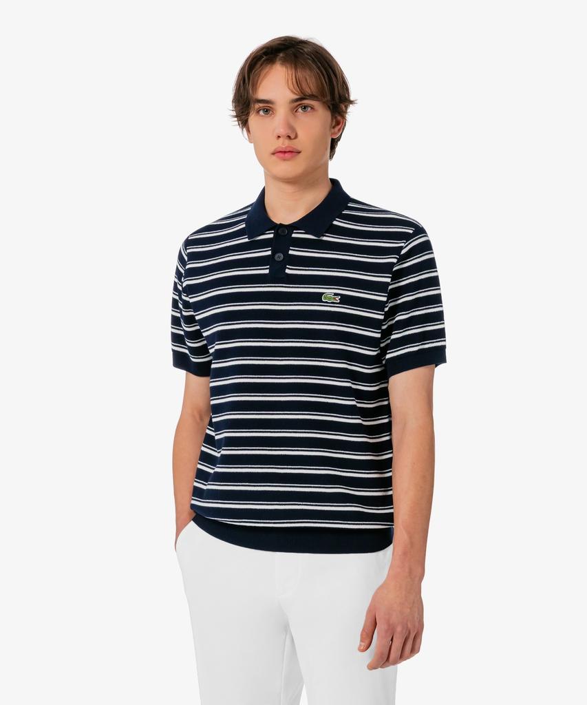 LACOSTE Men'S Multi-Stripe Boucle Mix Short Sleeve Sweater Polo Shirt Ph578E-56G 166