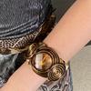 Woven Geometric Glass Open Bracelet Fashionable Exaggerated And Individual Wristband Trendy Jewelry Accessory For Women