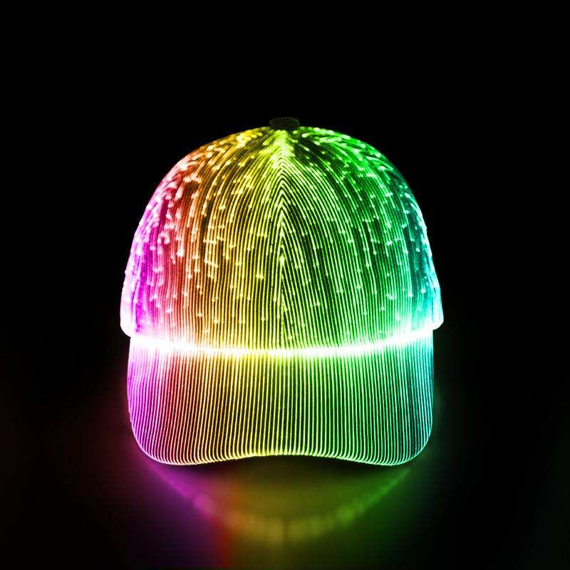 Winter LED Fiber Optic Baseball Cap: Adjustable, Colorful, Luminous Advertising Hat