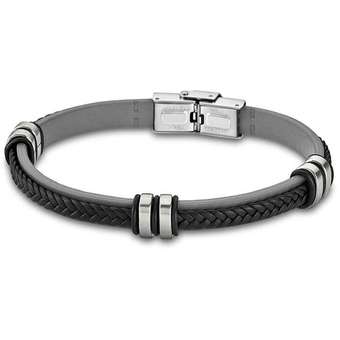 Bracelet - Lotus Style - Urban Man LS1829-2-4 - Cuir Gris - Acier - Classique