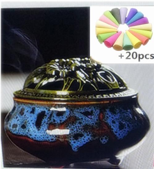 Ceramic Incense Burners Portable Porcelain Censer Buddhism Incense Holder Home Tea House Yoga Studio 20pcs Incense Gift
