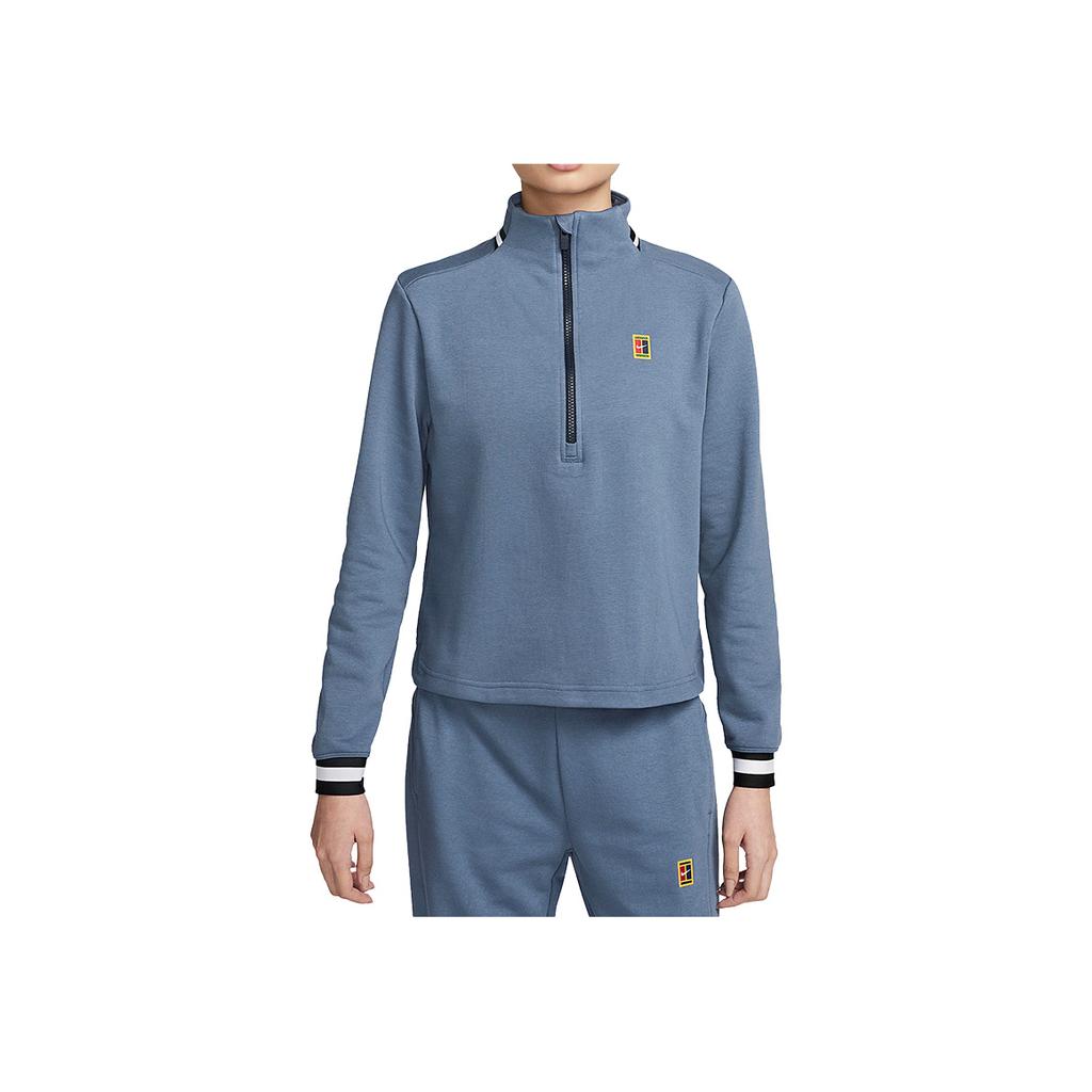 Nike Bluza scurtă de damă cu guler înalt, mâneci lungi, culoare uni, albastru FB4152-491