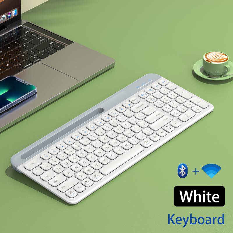 JOMAA Card Slot 2.4G Wireless Bluetooth Keyboard Mouse set RechargeableThin Wireless Keyboard with Phone Holder Multi-Device