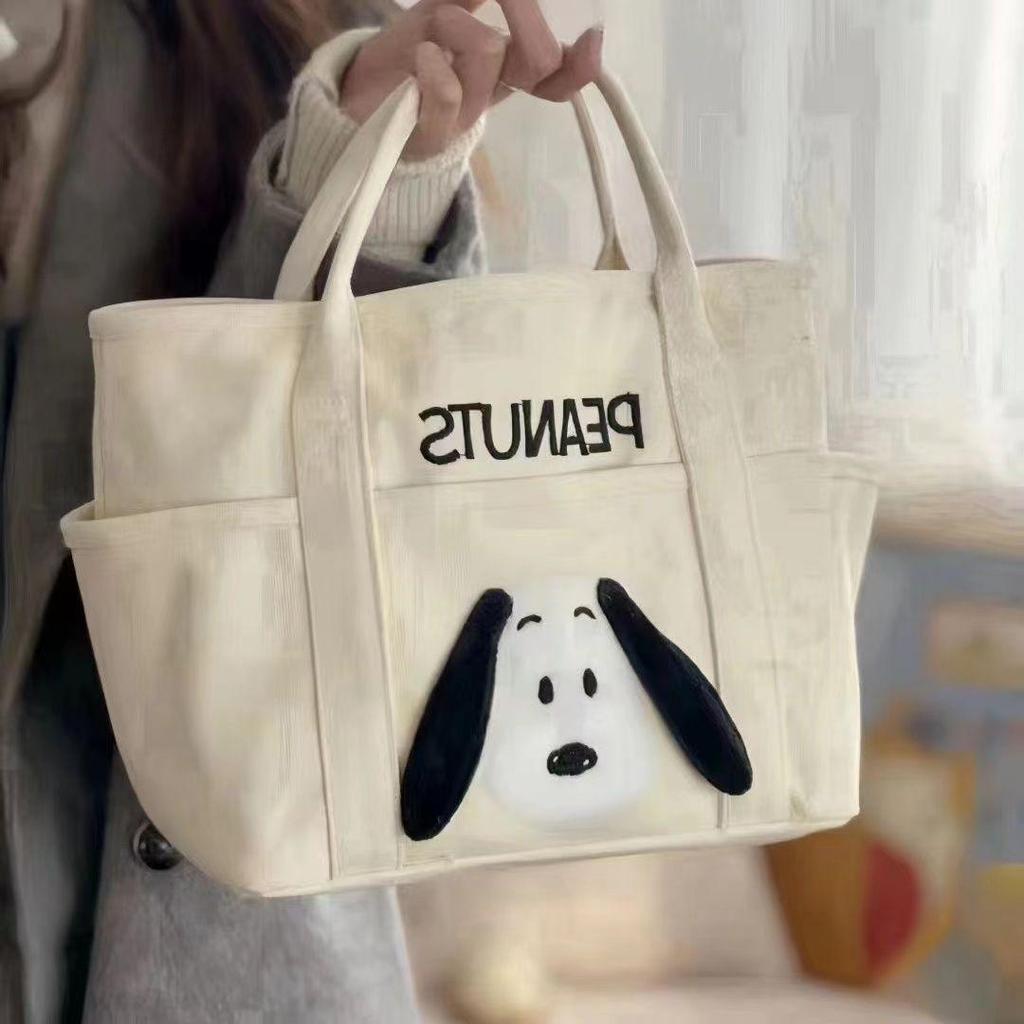 Snoopy Canvas-Tragetasche mit großer Kapazität: Niedliche Cartoon-Multifunktionstasche für Mütter