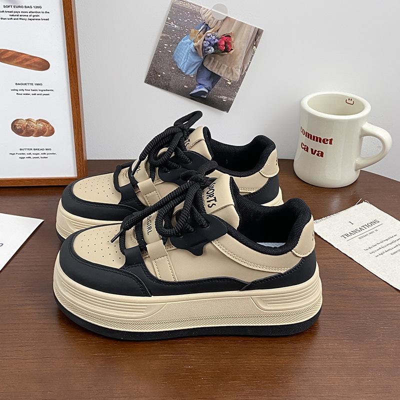 

Популярные кроссовки на толстой подошве в гонконгском стиле для женщин, весна и осень 2025 года, новые модные универсальные повседневные спортивные кроссовки 40 чёрный