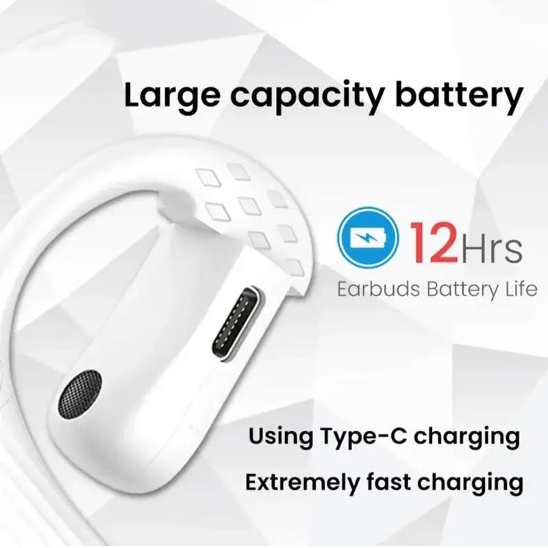 Wireless Bluetooth 5.4 Earphone 180° Rotation Ear Hook HIFI Stereo With MIC HD Call Open Single Ear Headset For Game Music Sport